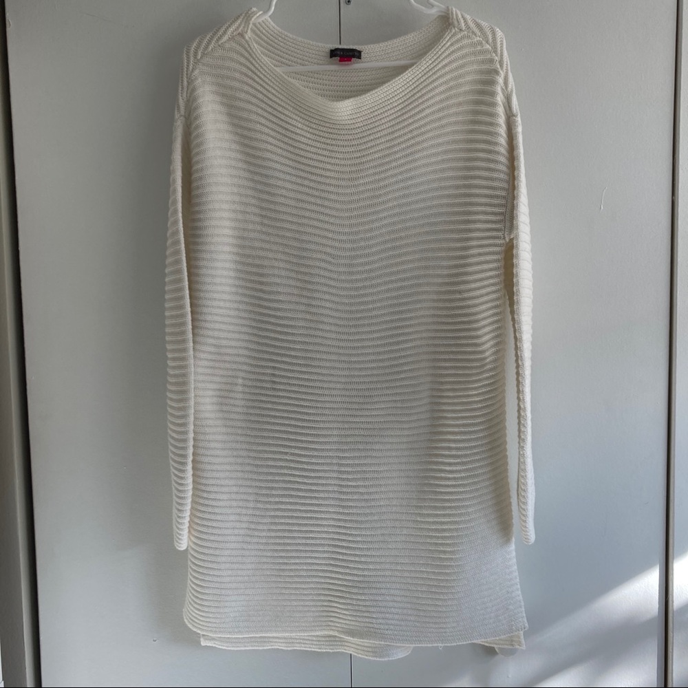 White Ribbed Tunic Sweater VINCE CAMUTO Sz S
